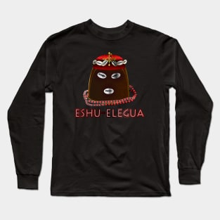 Cowry Crowned Obi Orisha Eshu Elegua with Necklace Long Sleeve T-Shirt